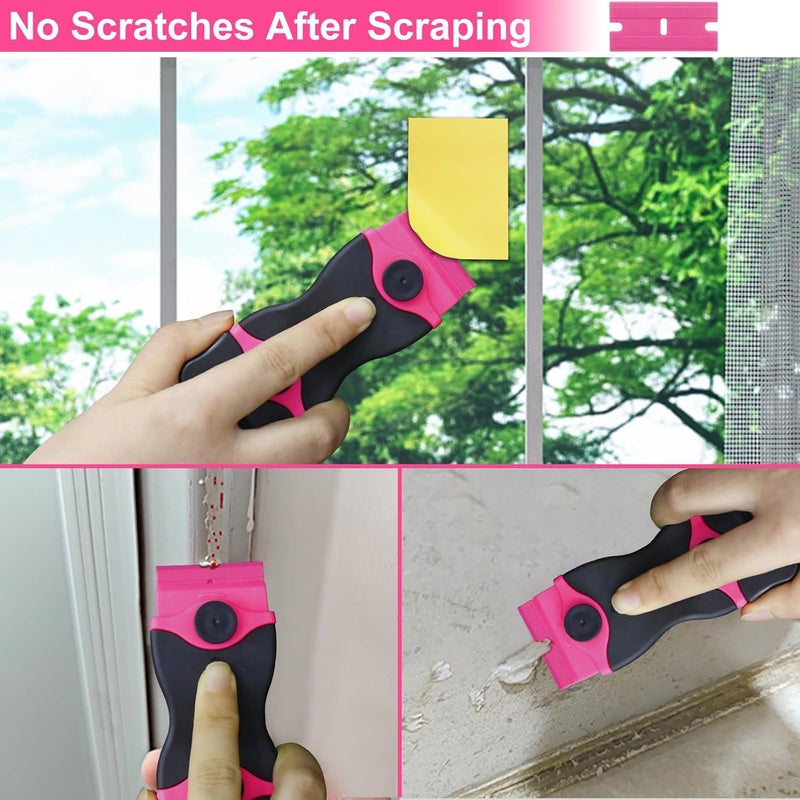 THINKWORK Razor Blade Scraper - Pink Razor Scraper Gift for Women, 2-in-1 Scraper Tool Set with 20Pcs Razor Blades for Removing Window Labels, Decals, Stickers, Glass Stove Top (2 Pack) - Image 3